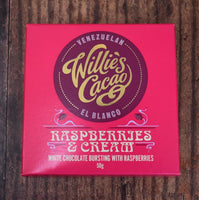 Willies Cacao Raspeberries and Cream White Chocolate Bar